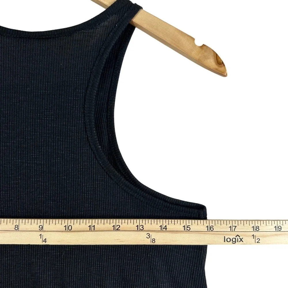 Free People Black Ribbed Racerback Tank Top Scoop Neck Sleeveless Small S.P USA